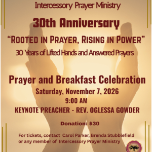 Intercessory Prayer Ministry 30th Anniversary Prayer Breakfast